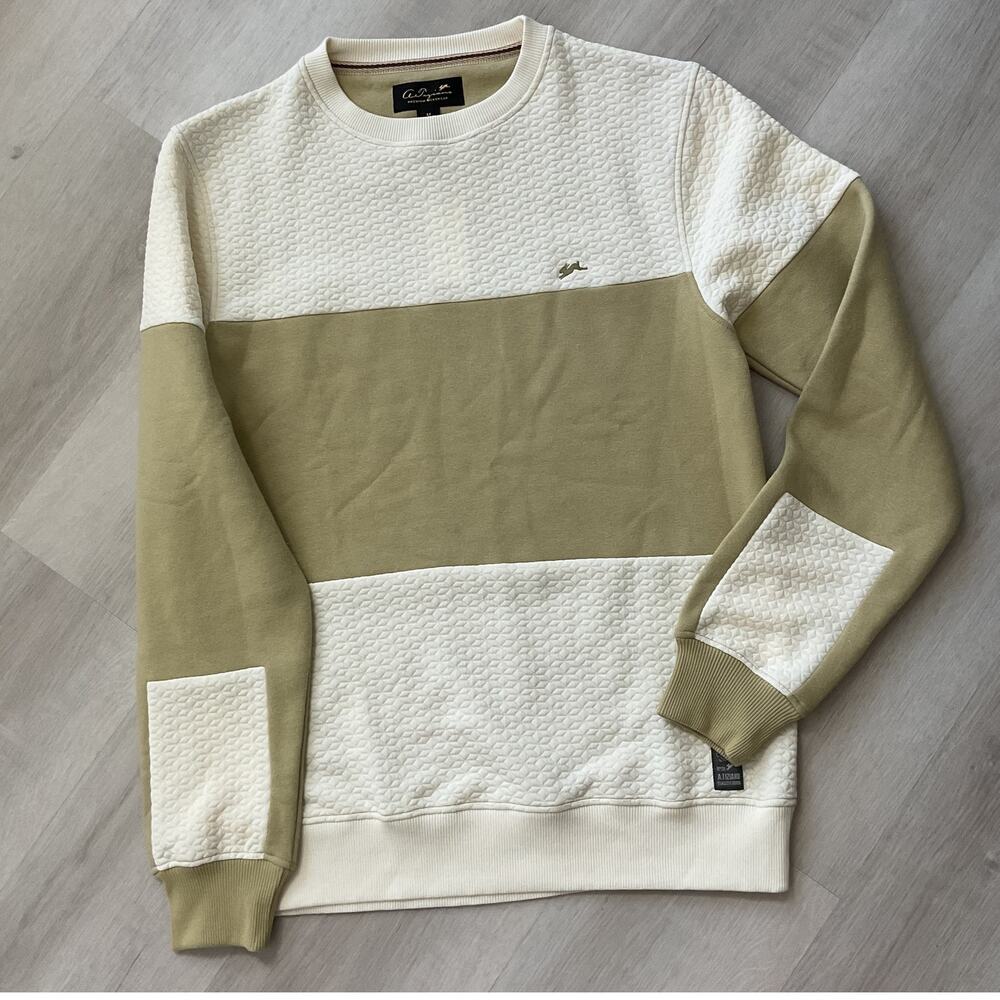 A. Tiziano Tan Khaki Jacquard Knit Crewneck Mens M NWT